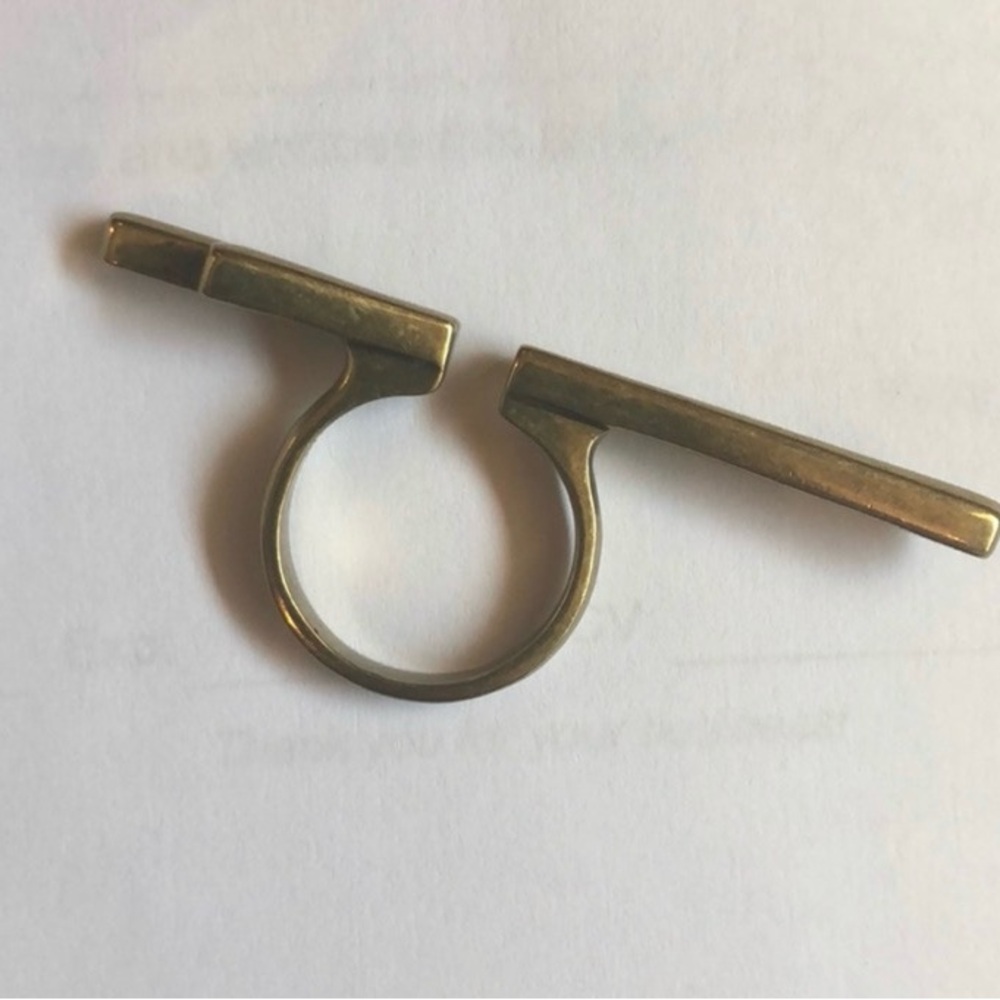 Iconic Silpada K&R Sunbeam Brass Gold Open Double Bar Ring Women's Sz8 - Picture 3 of 6